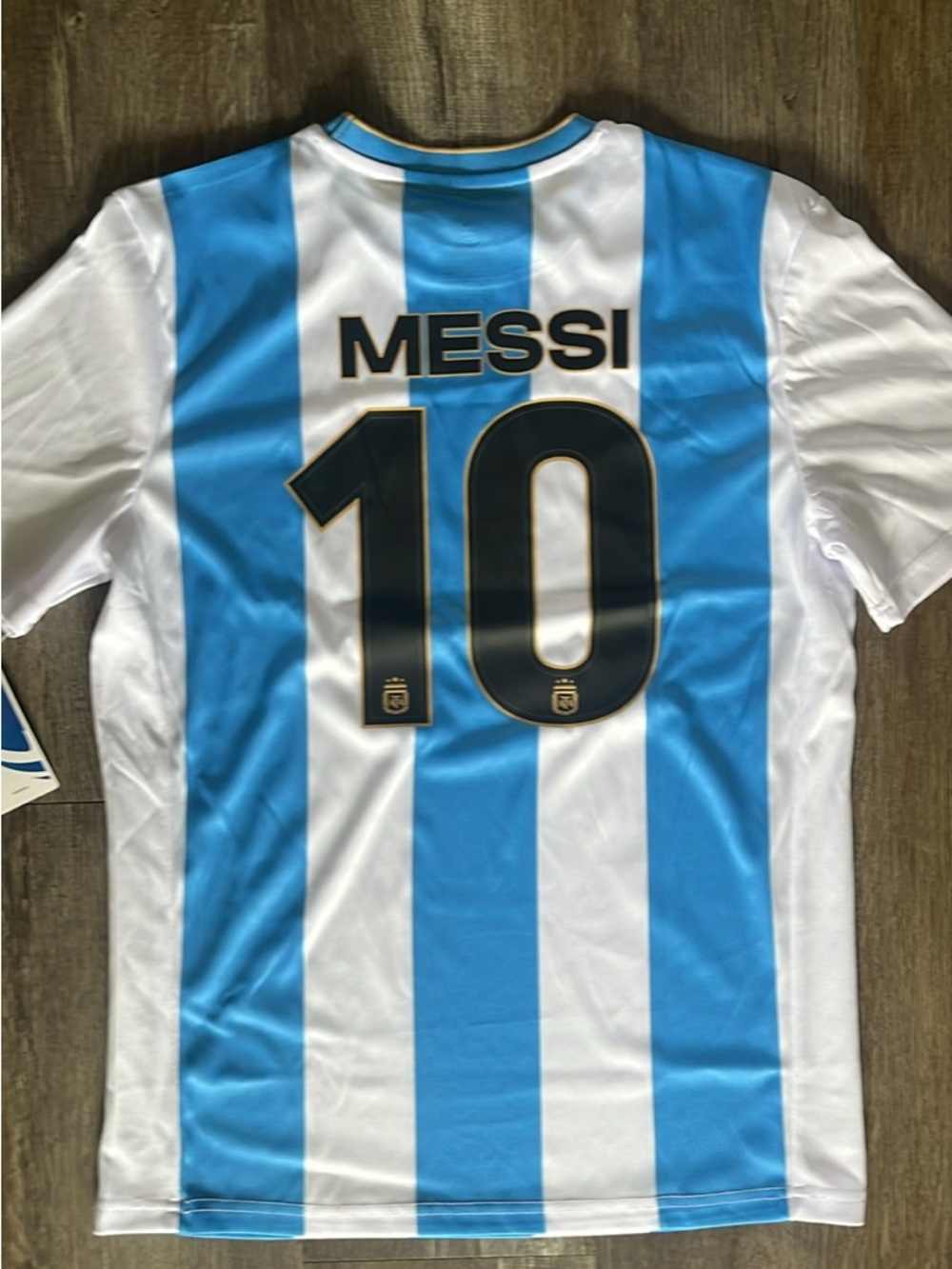 Argentina NWT AFA Striped Soccer Jersey - MESSI #10 Blue & White